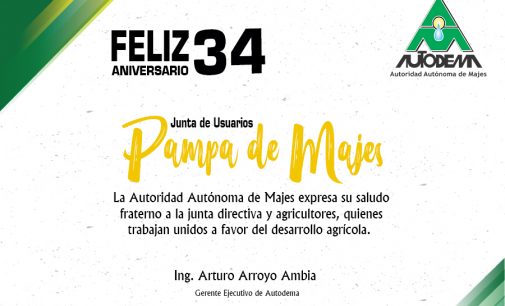 SALUDO ANIVERSARIO DE LA JUNTA DE USUARIO PAMPA DE MAJES