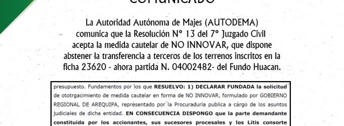 COMUNICADO FUNDO HUACAN