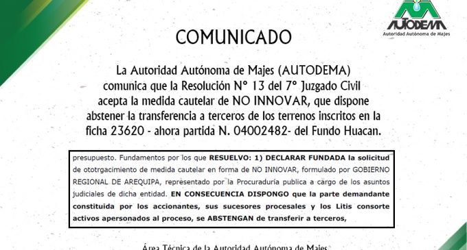 COMUNICADO FUNDO HUACAN