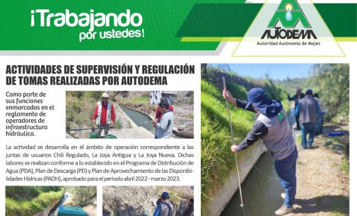 ACTIVIDADES DE SUPERVISIÓN Y REGULACIÓN DE TOMAS REALIZADAS POR AUTODEMA